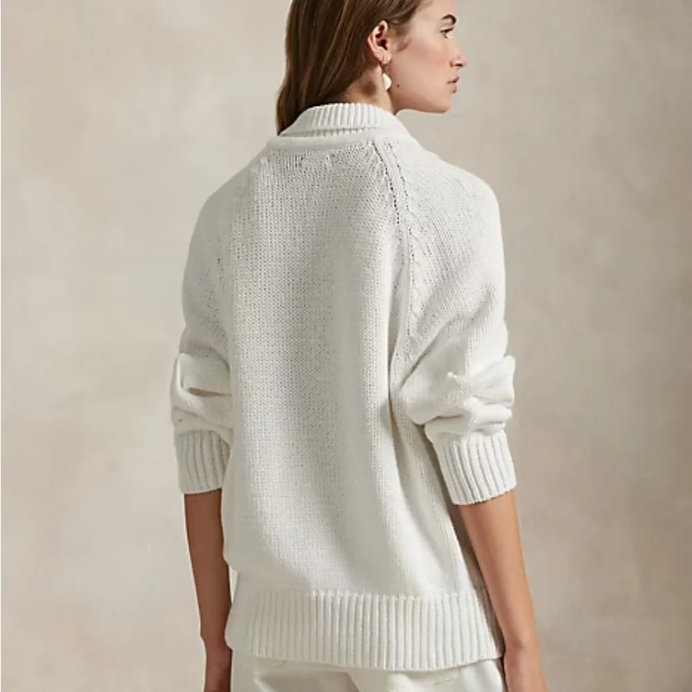 Polo Ralph Laure Layered-Collar Cotton Sweater | color: white | size L - Picture 10 of 10
